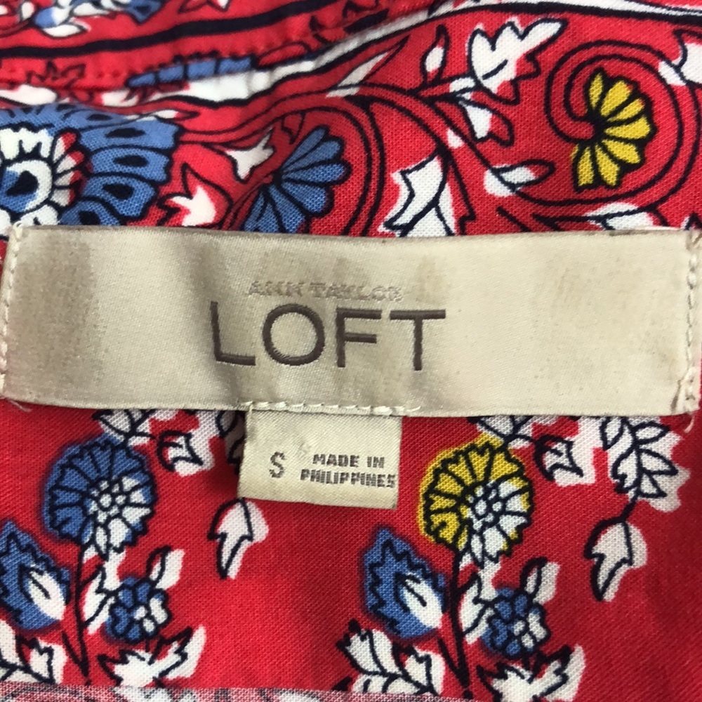 Loft Red And Blue Floral Patterned Sleeveless Dre… - image 6